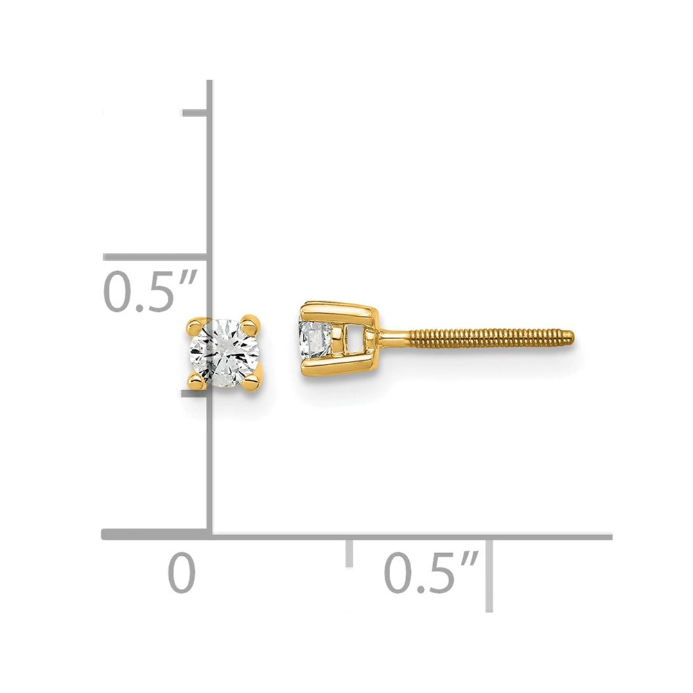 14k Yellow Gold 1/5 ctw Lab Grown Diamond VS+ F+ Round 4 Prong Heavy Wt. Screwback Stud Earrings