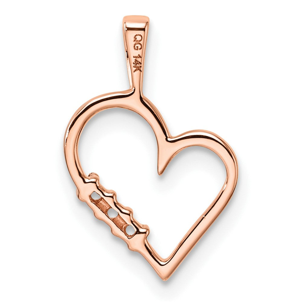 14k Rose Gold Holds 3-1.6mm Stones Heart Pendant Mounting