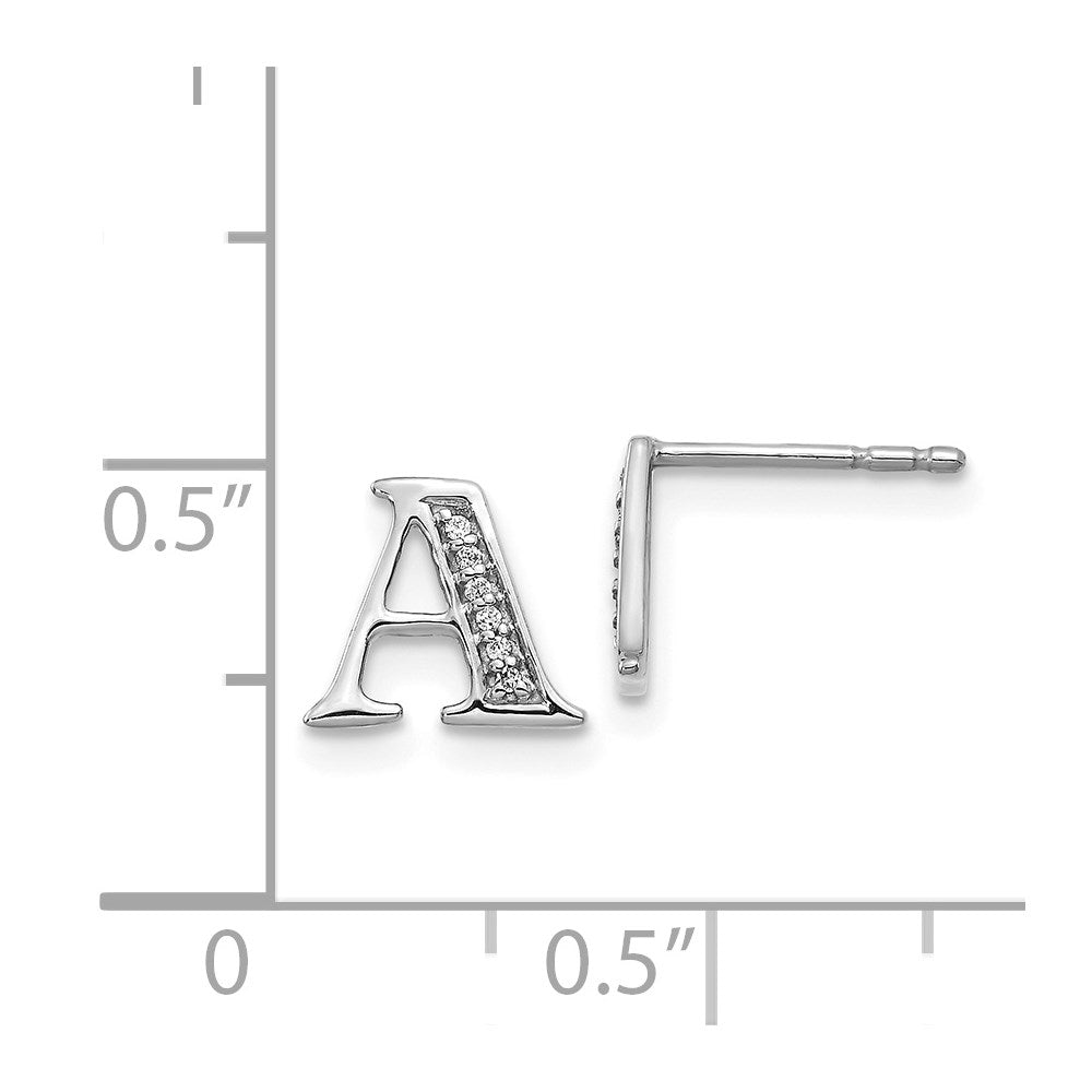 14k White Gold Diamond Initial A Earrings