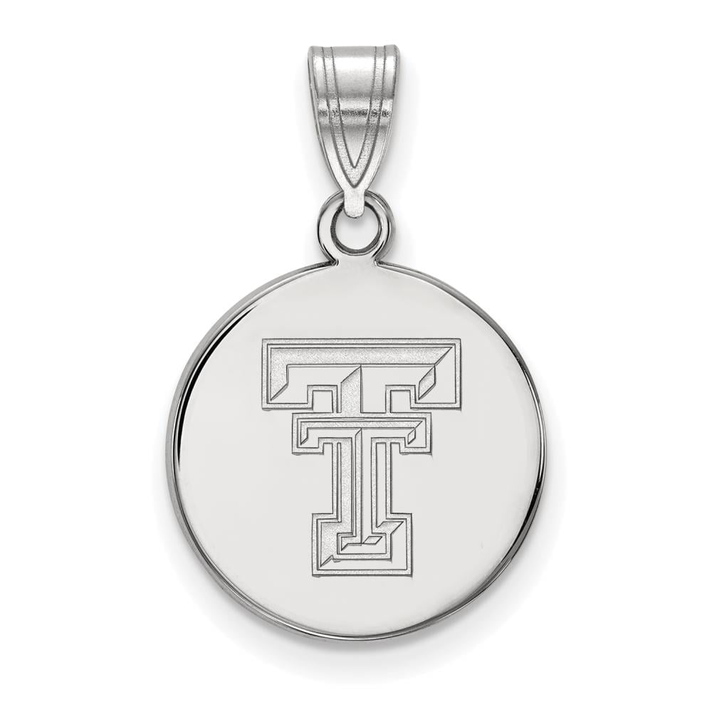 Sterling Silver Texas Tech U. Medium Disc Pendant
