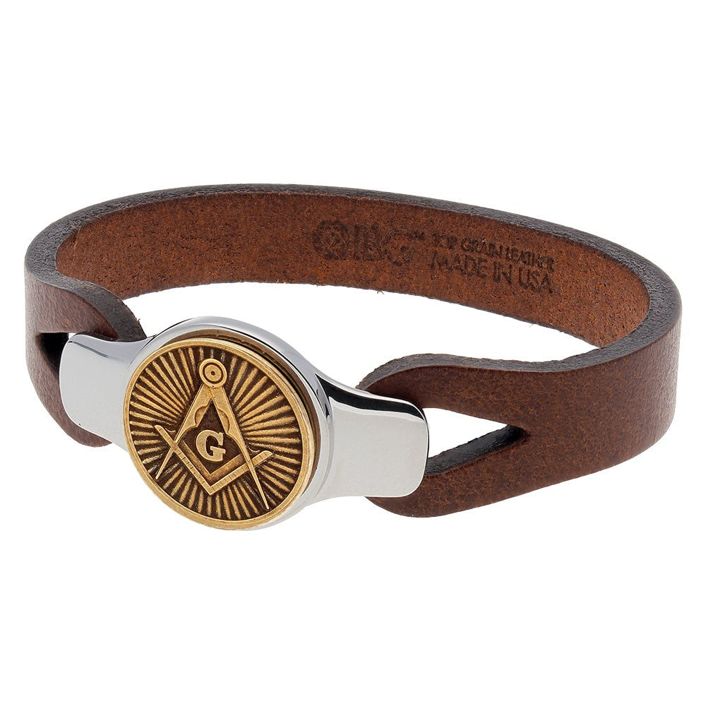SIL BRAC W/20g MASON SHELL BROWN LEATHER STRAP