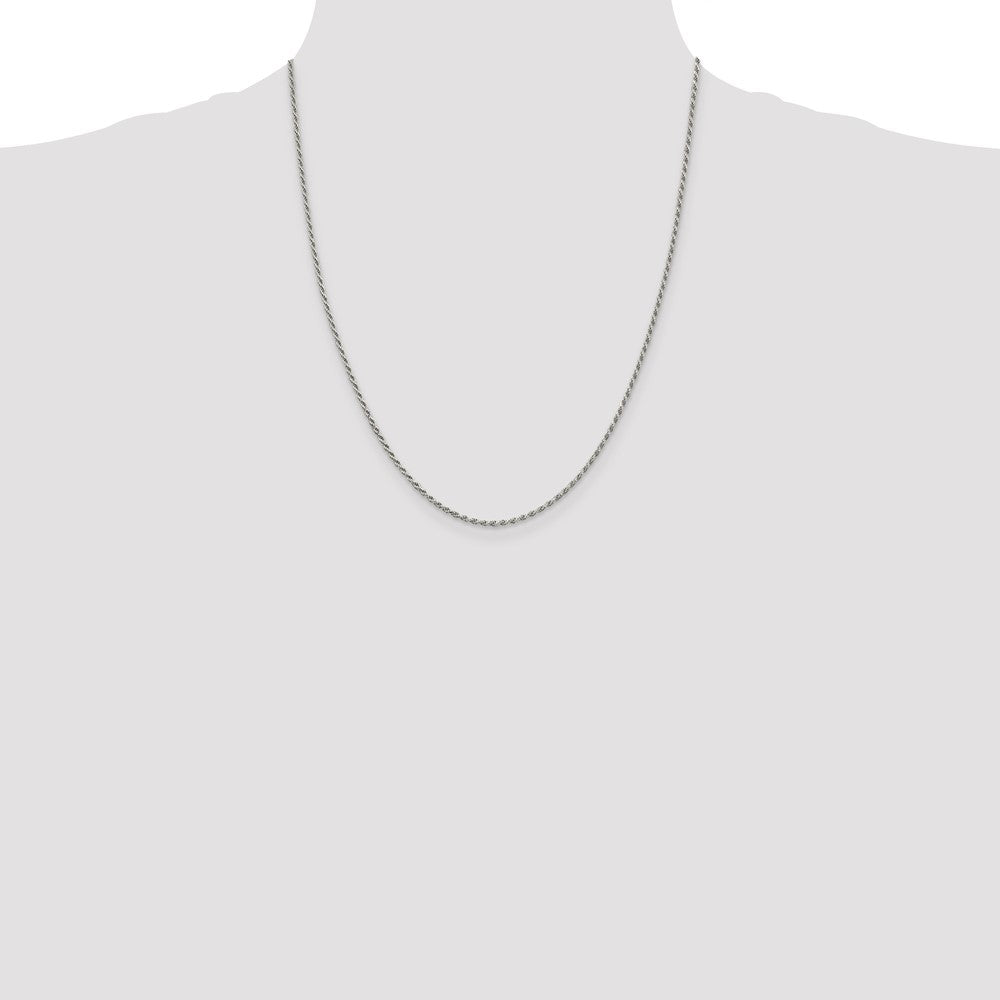 Sterling Silver 1.7mm Diamond-cut Rope Chain 22 Inches