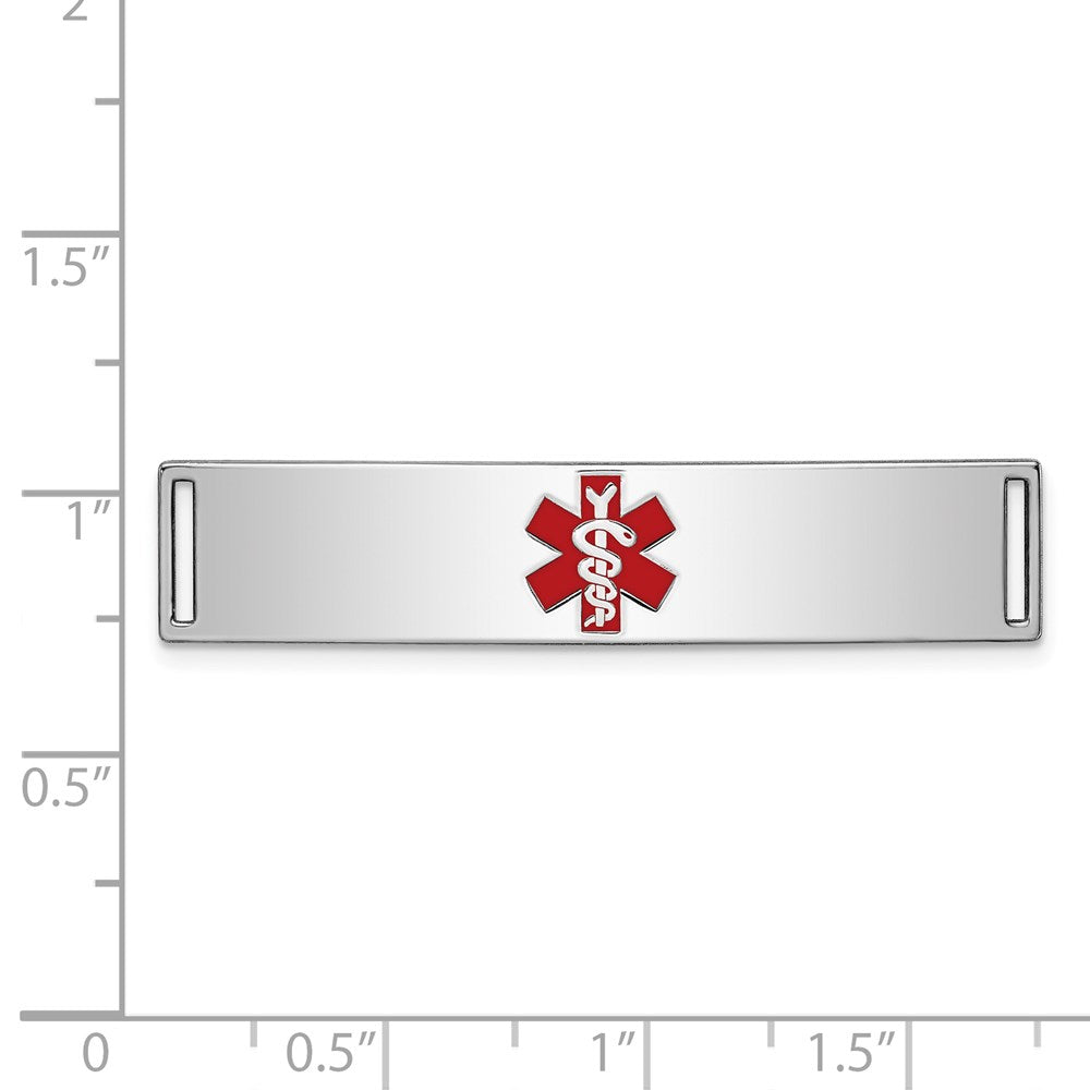 Sterling Silver Rhodium-plated Medical ID Plate 11 inches