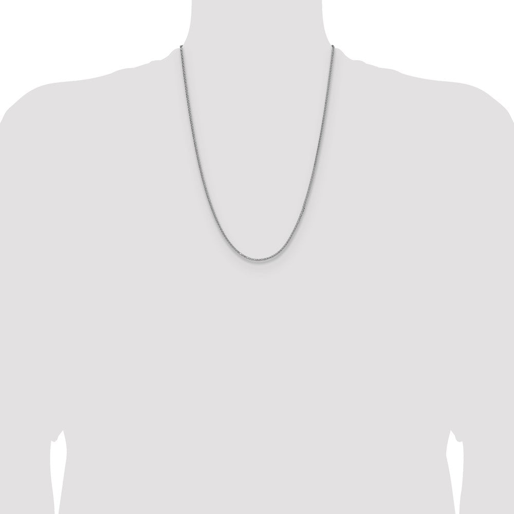 Sterling Silver Rhodium-plated 2.0mm 8 Sided D/C Double Spiga Chain