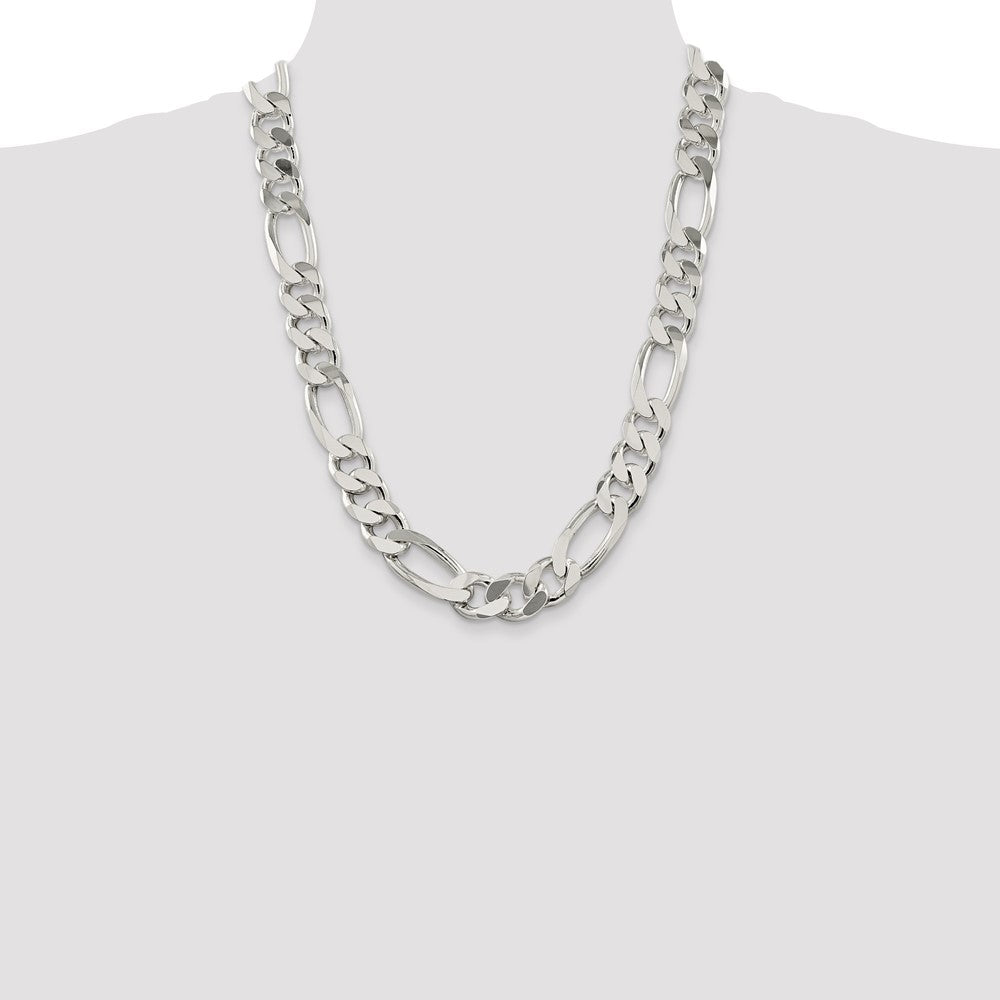 Sterling Silver 15mm Figaro Chain 24 Inches