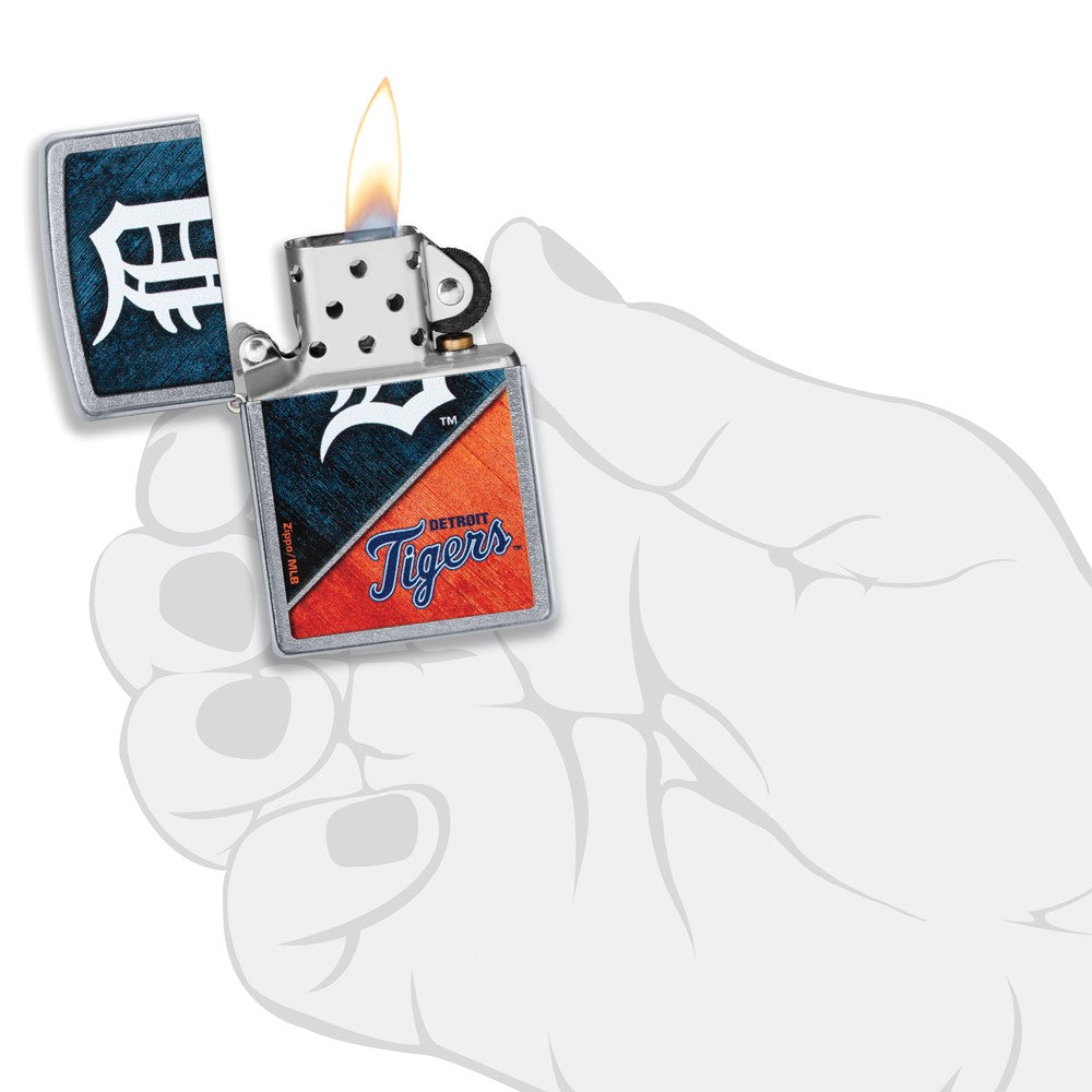 Zippo Street Chrome Detroit Tigers Color Image MLB Lighter