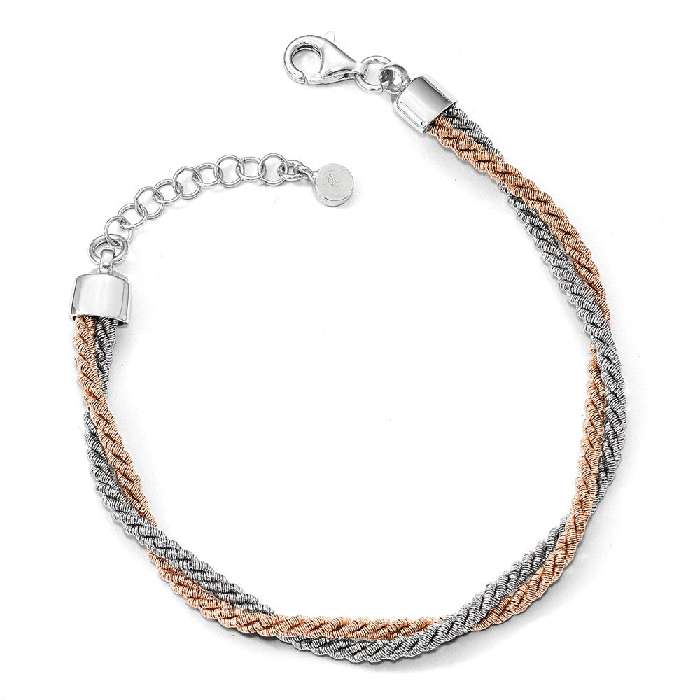 Sterling Silver Rose Gold-tone with 1in ext. Bracelet