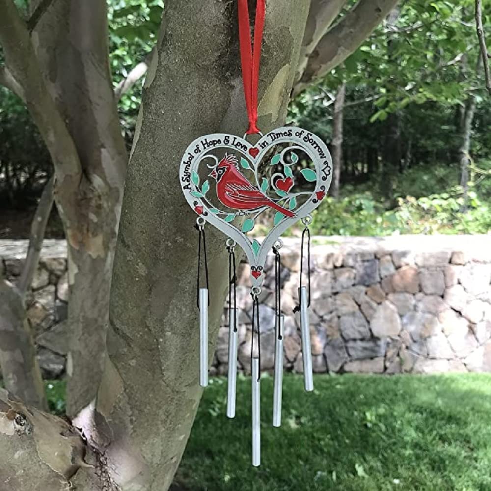 CA Gift 22589X Wind Chime - Cardinal Heart - Boxed