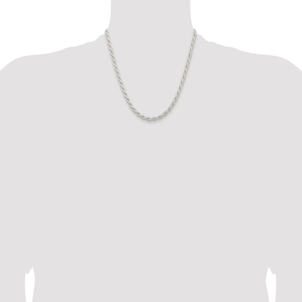 Sterling Silver Rhodium-plated 5mm Solid Rope Chain