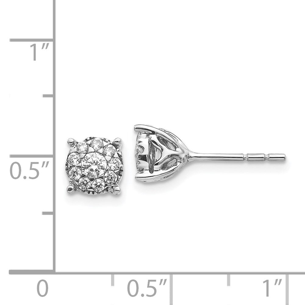 14k White Gold Diamond Cluster Post Earrings