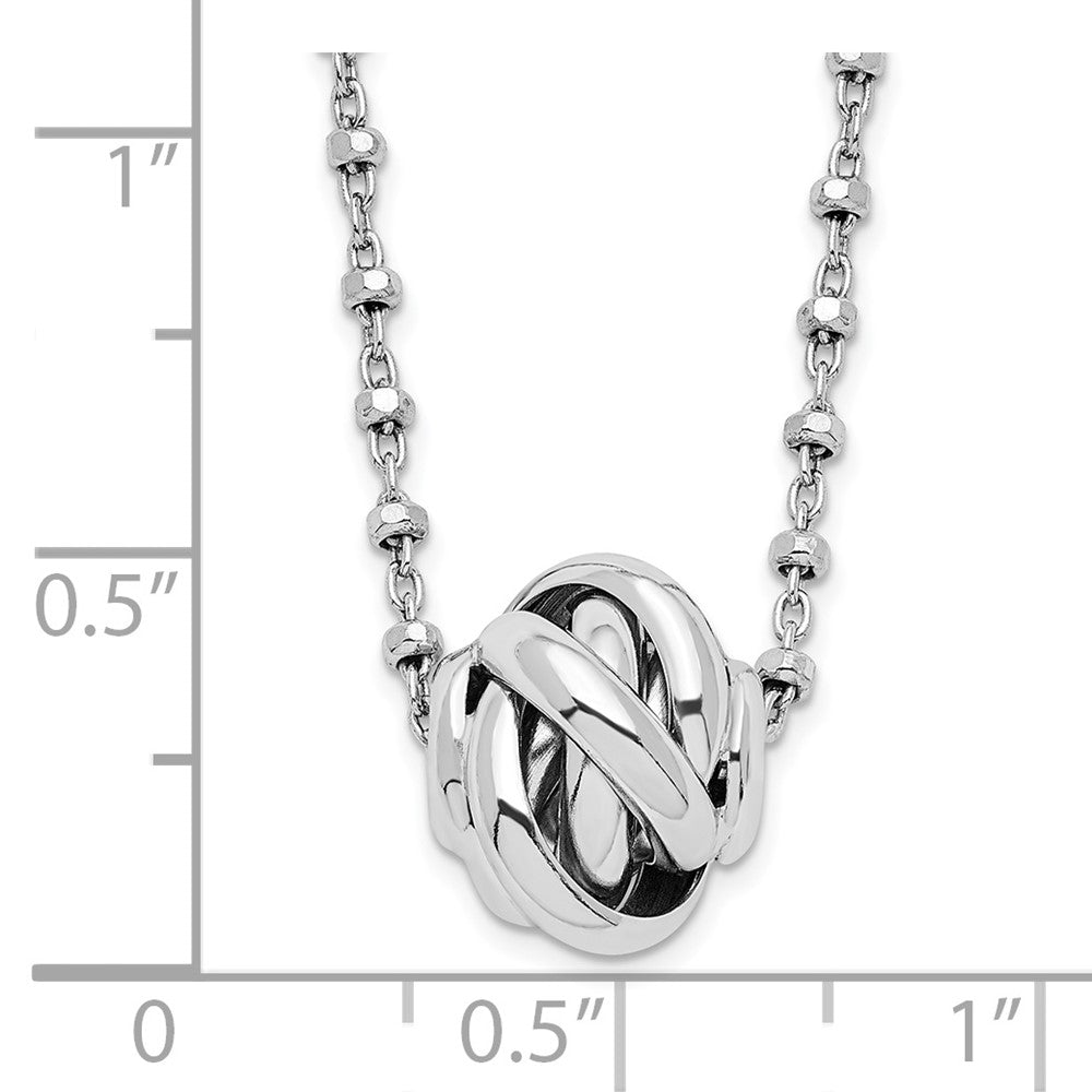 Sterling Silver Rhodium-plated Polished Love Knot D/C Chain Necklace 18 Inches