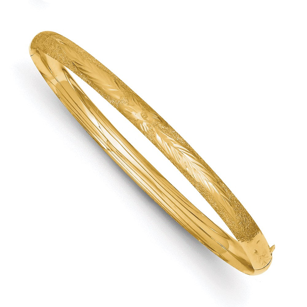 14k 3/16 Laser Cut Hinged Bangle Bracelet 7 inches