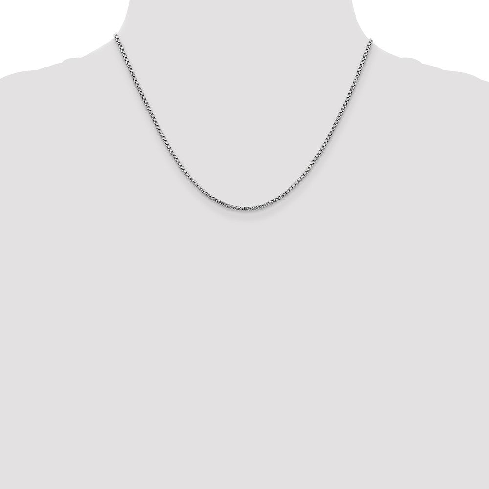 14K White Gold 18 inch 1.75mm Semi-Solid Round Box with Lobster Clasp Chain