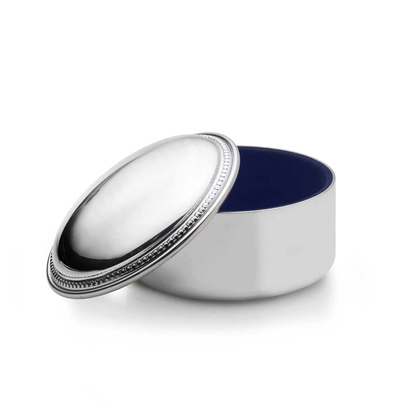 Empire Polished Pewter Beaded Edge Lift-off Lid Round Jewelry Box with Velvet Lining QGM19817