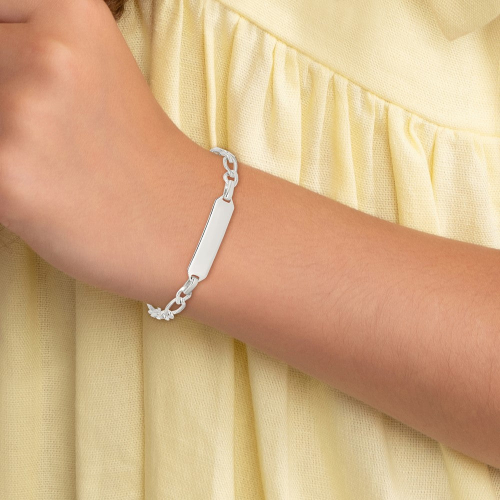 Sterling Silver Polished Engraveable Childrens ID Bracelet 5.5 inches