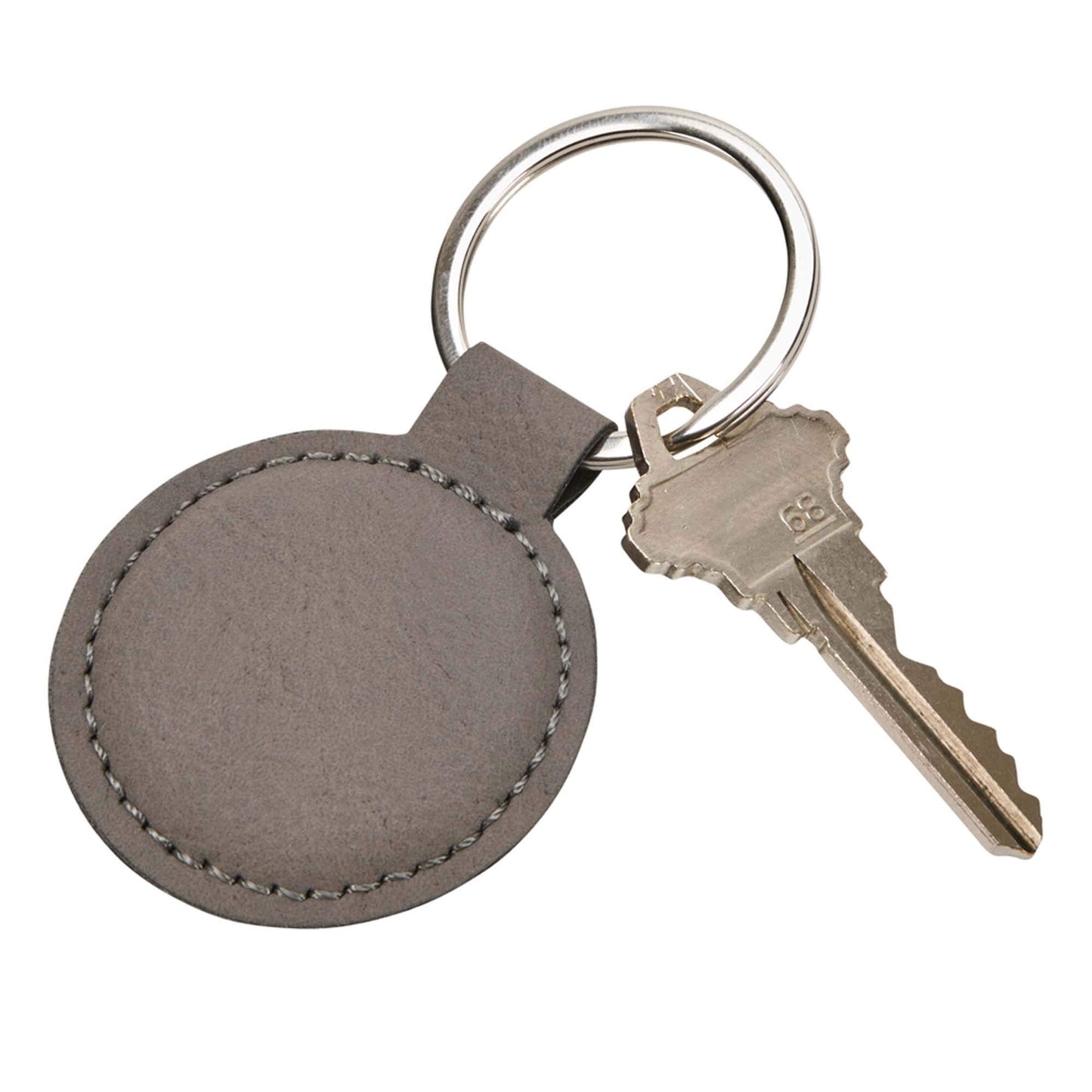 Creative Gifts International 002761 Leatherette Round Key Chain, Grey