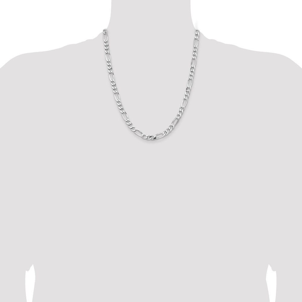 Sterling Silver Rhodium-plated 6.5mm Figaro Chain 22 Inches