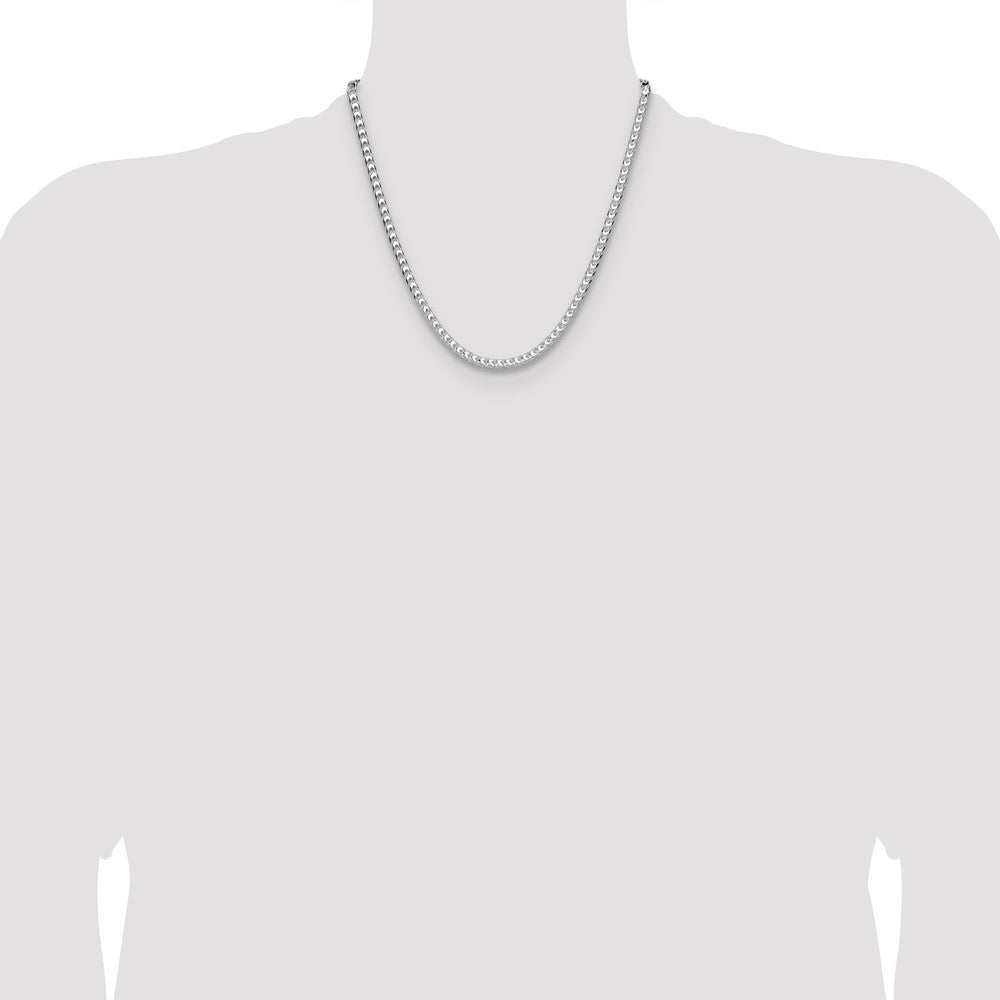Sterling Silver Rhodium-plated 4.7mm D/C Square Franco Chain