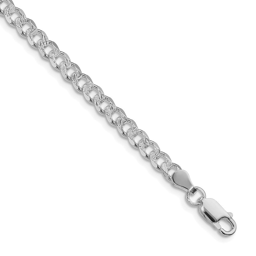 Sterling Silver Rhodium-plated 4.5mm Pav‚ Curb Chain