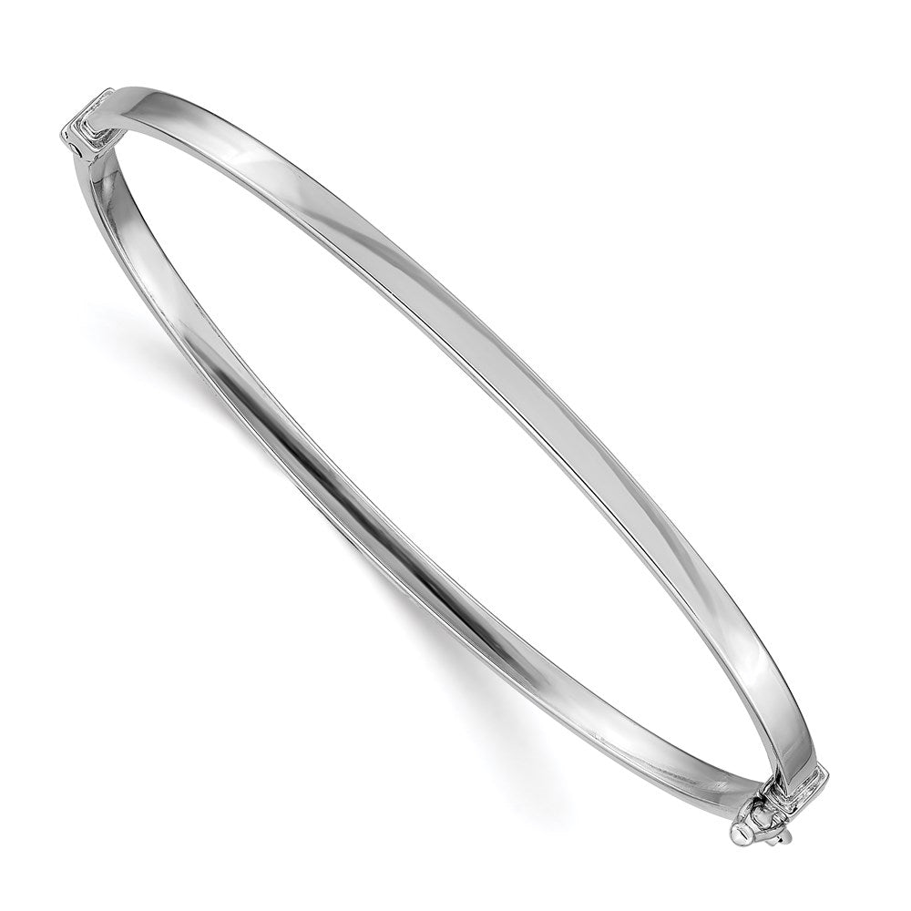 14k White Gold Polished Hinged Bangle Bracelet 7 inches