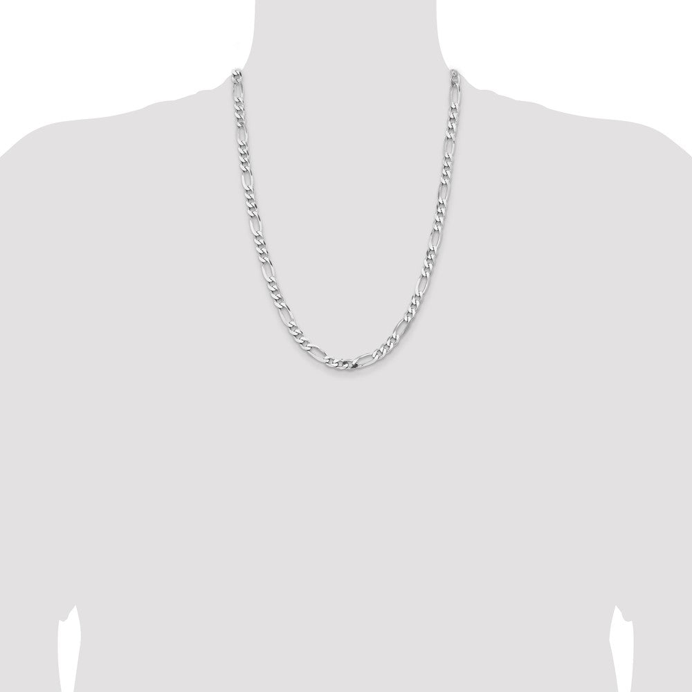 Sterling Silver Rhodium-plated 6.5mm Figaro Chain 24 Inches
