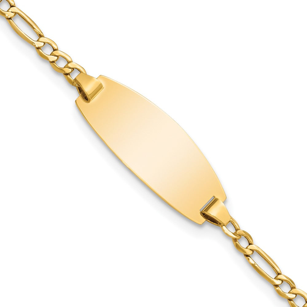 14k Semi-Solid Oval Figaro ID Bracelet 5.5 inches