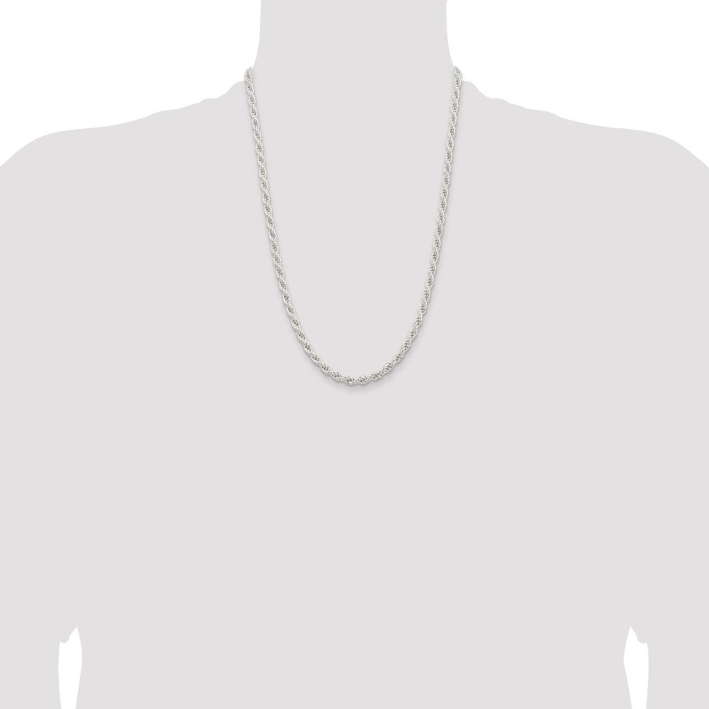 Sterling Silver 5mm Solid Rope Chain 24 Inches