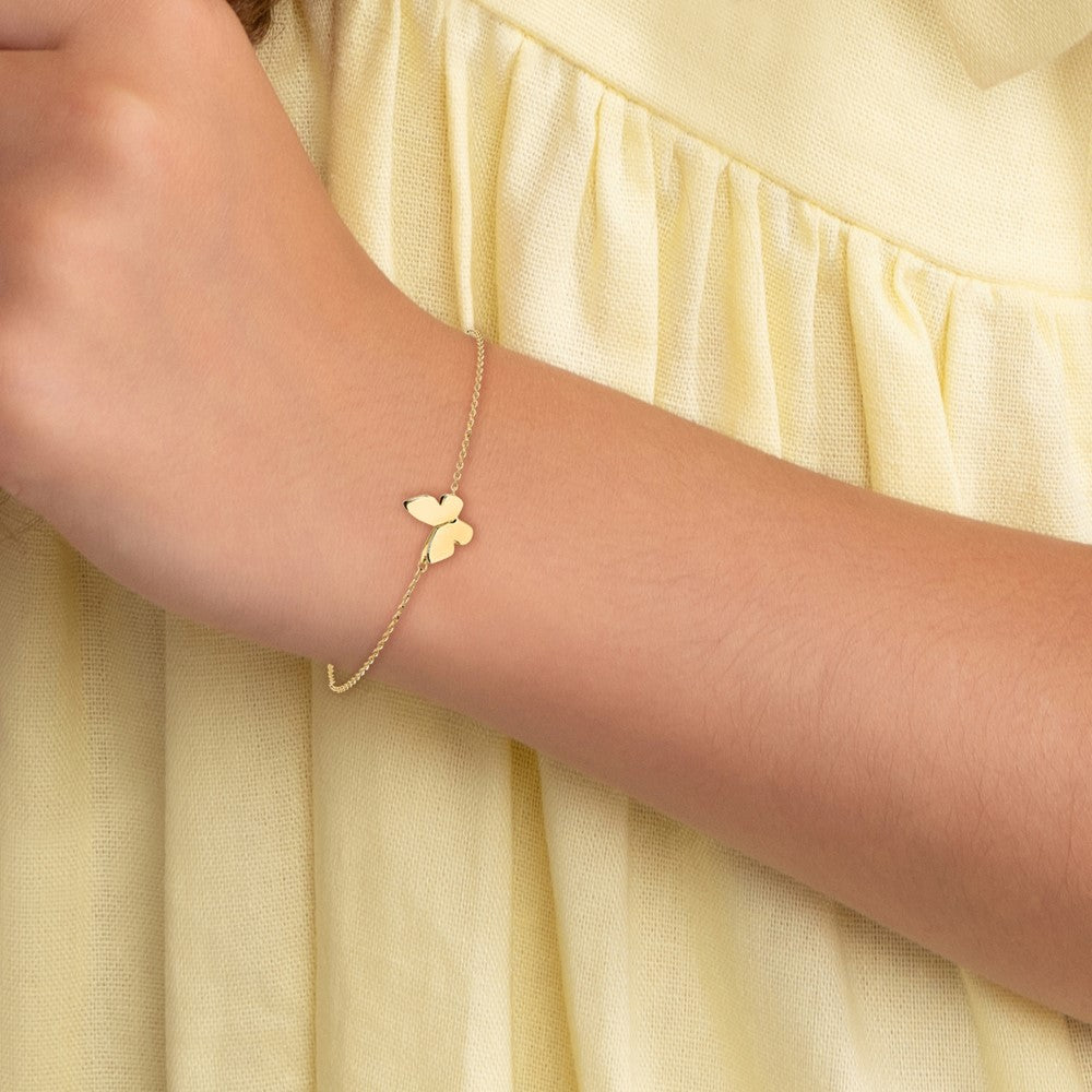 14K Polished Butterfly Charm with 1in ext. Bracelet 7.5 inches