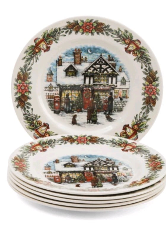 Royal Stafford Christmas Village Toy Shop DINER Plates SET OF 4