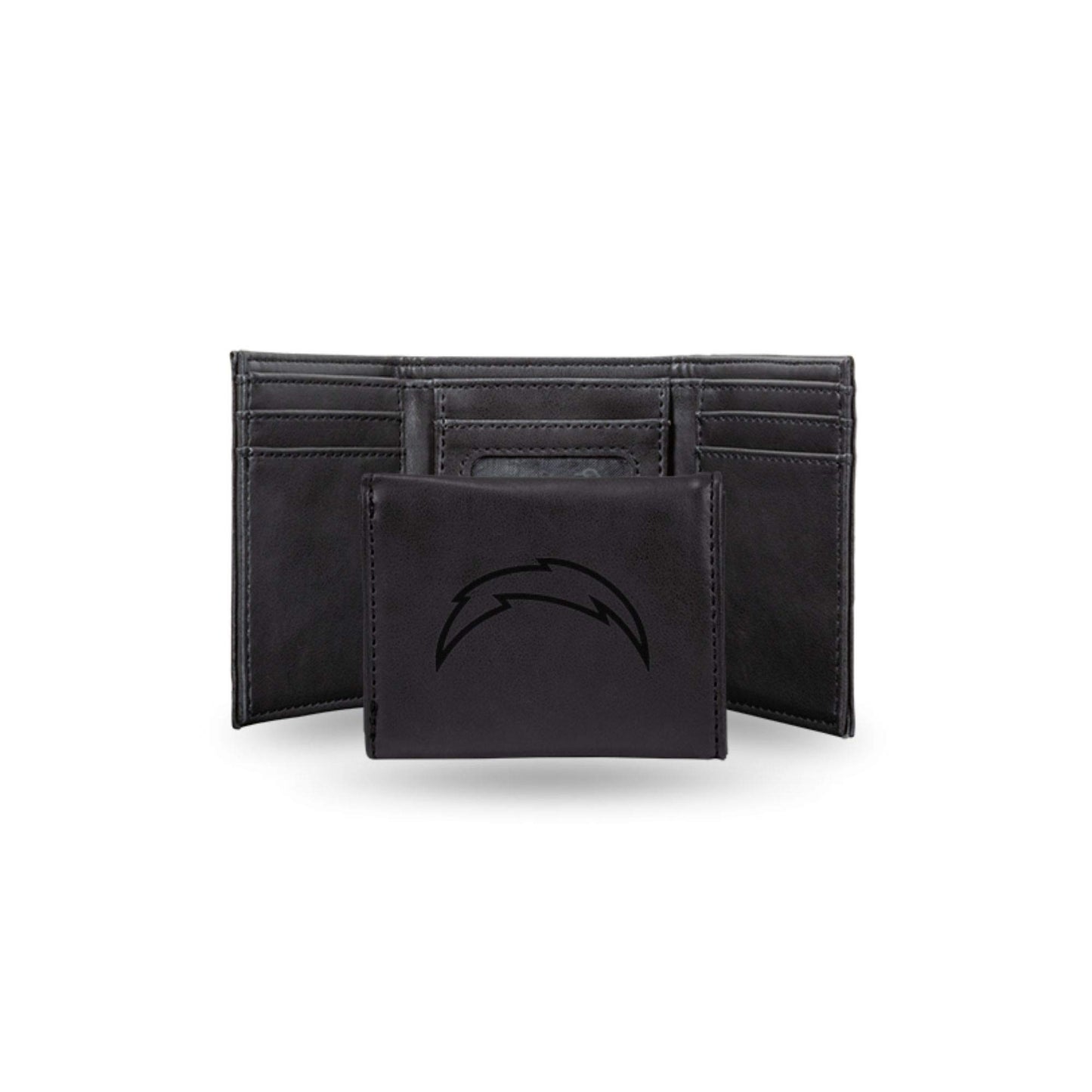 Los Angeles LA Chargers NFL Laser Engraved Black Synthetic Leather Trifold Wallet