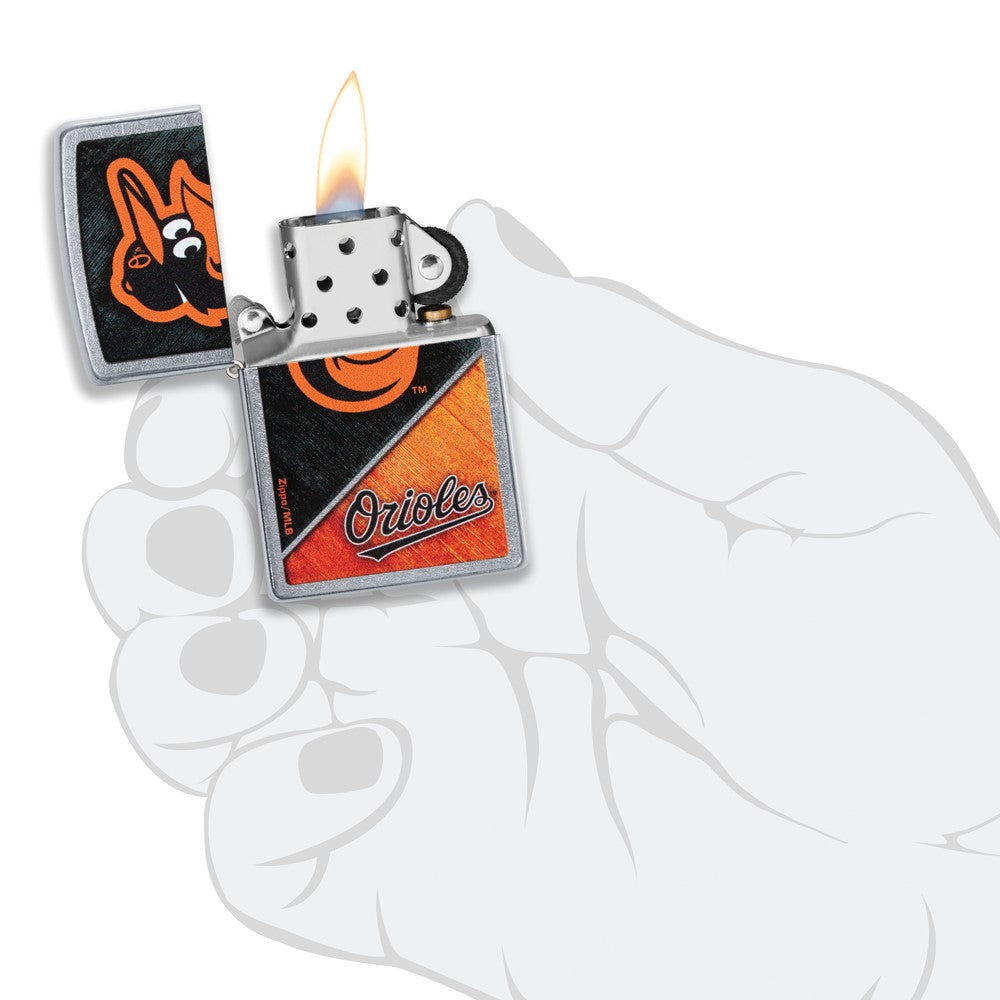 Zippo Street Chrome Baltimore Orioles Color Image MLB Lighter