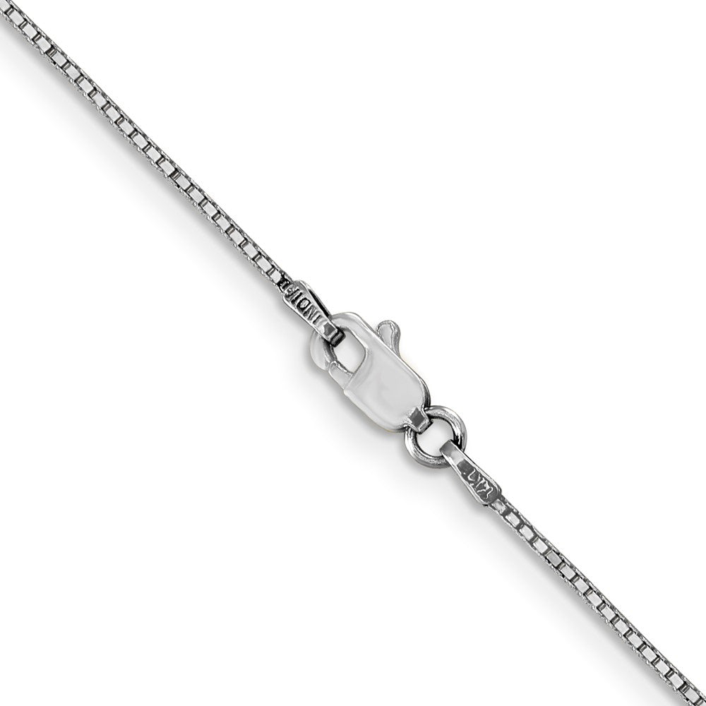 10K White Gold Polished .8mm 18 Inch Box Chain