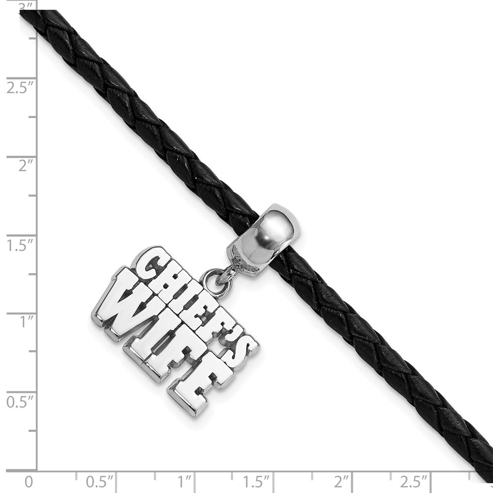 Sterling Silver Polished Chief's Wife Bead Leather Bracelet