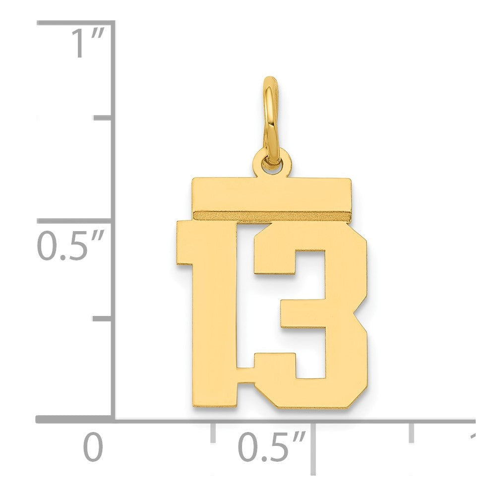14k Small Polished Number 13 Charm