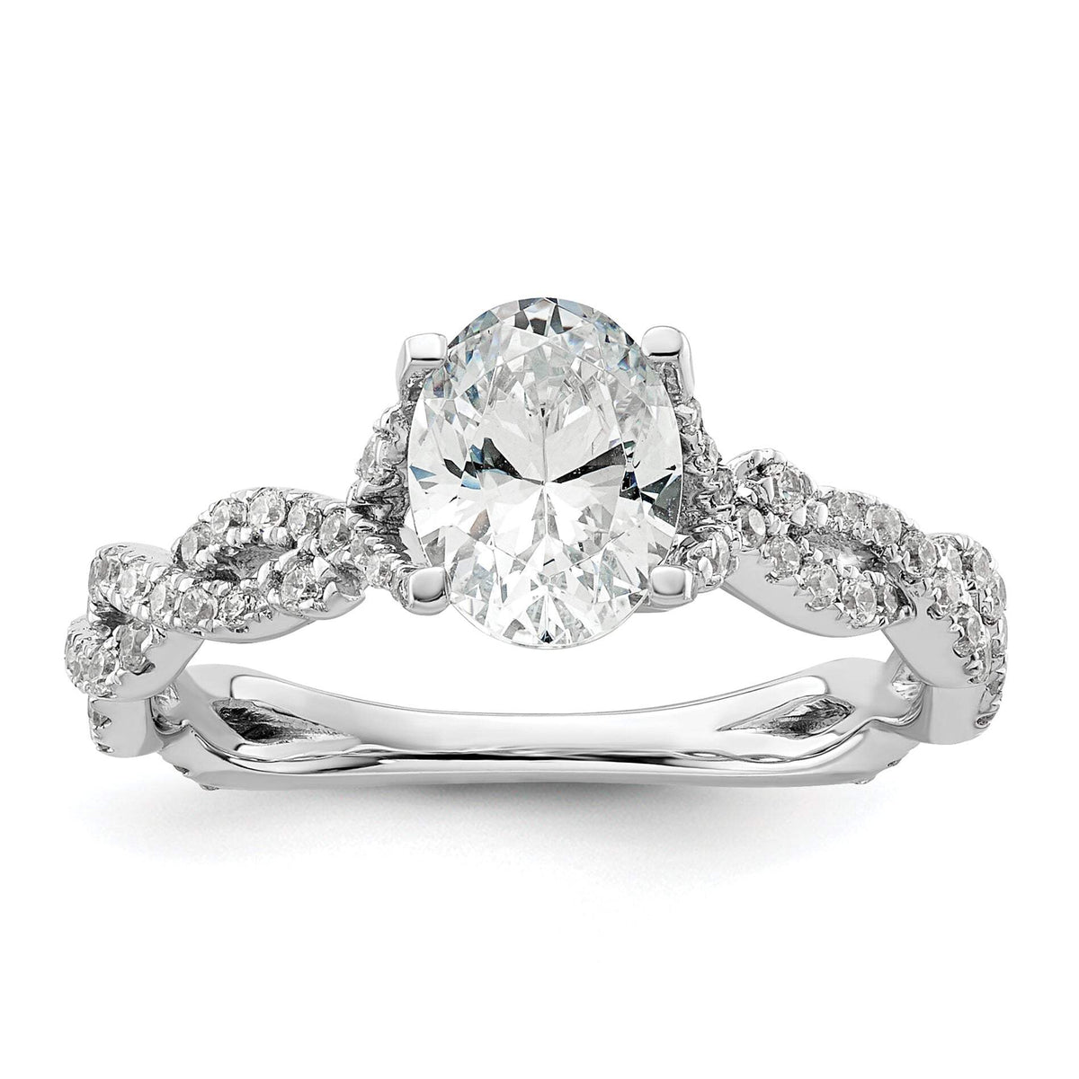 14k White Gold 3/8 carat Lab Grown Diamond VS/SI+ G+ 1 carat Center Oval Semi Mount Engagement Ring