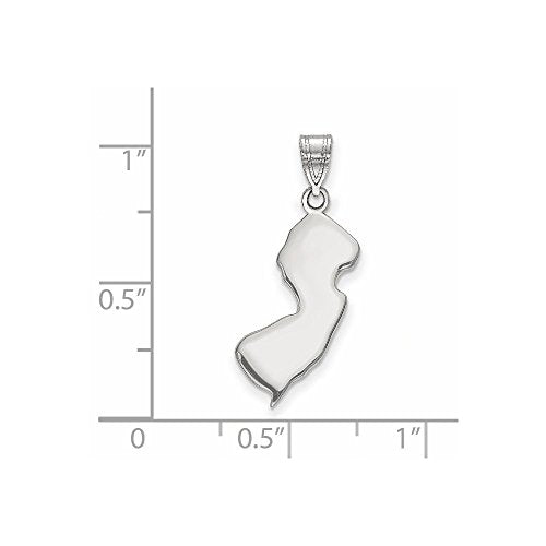 Sterling Silver/Rhodium-plated New Jersey State Pendant