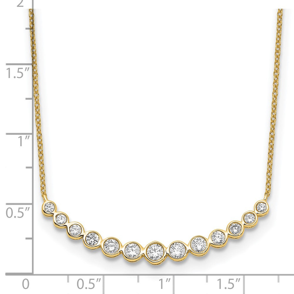 True Origin 14K 3/4 carat Lab Grown Diamond VS D E F 18 inch Graduated Curved Bar Necklace
