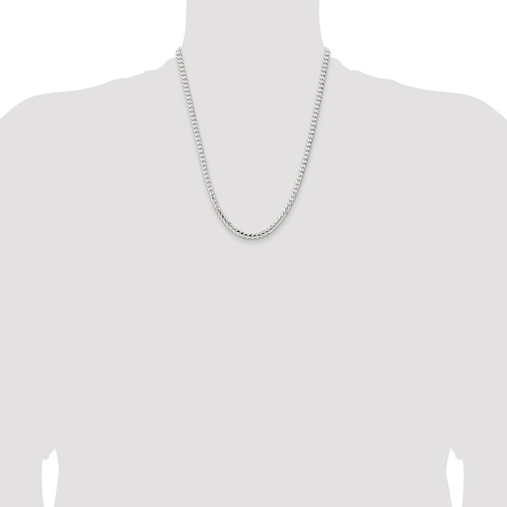 Sterling Silver 4.5mm Concave Beveled Curb Chain 22 Inches