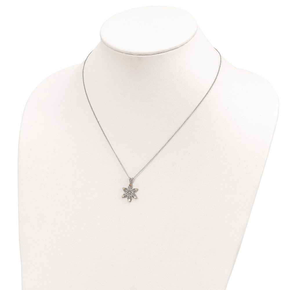 Landstrom's Mt. Rushmore Black Hills Sterling Silver 12K Gold Accents Snowflake 18 inch Spring Ring Clasp Necklace 18 Inches