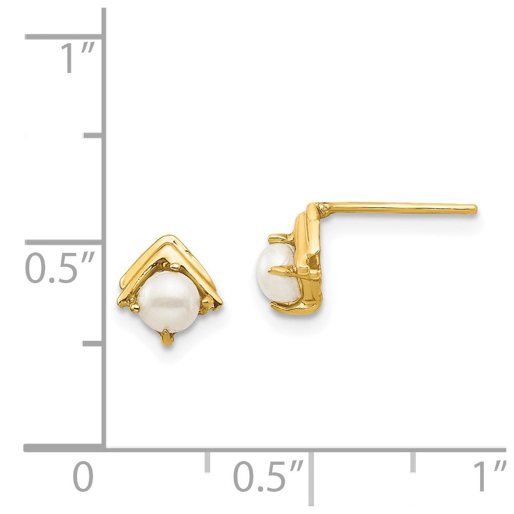 14k Madi K 3-4mm White Button Freshwater Cultured Pearl Post Earrings