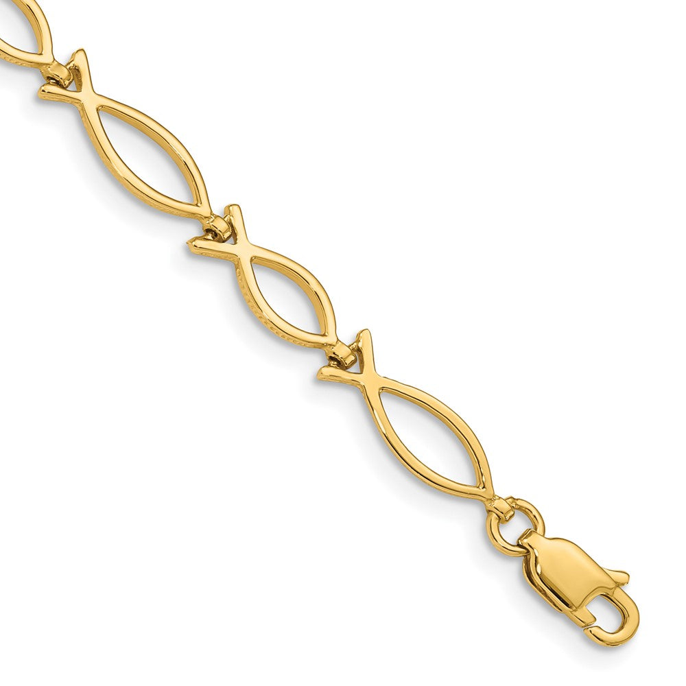 14k 5mm Religious Icthus (Fish) Bracelet 7 inches