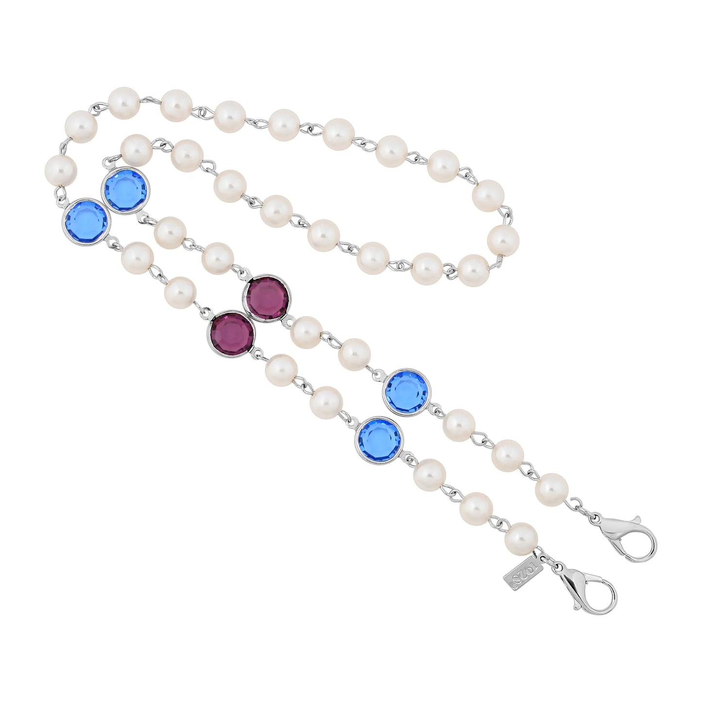 1928 Jewelry Faux Pearl Round Swarovski Elements Face Mask Chain Holder 22 Inch