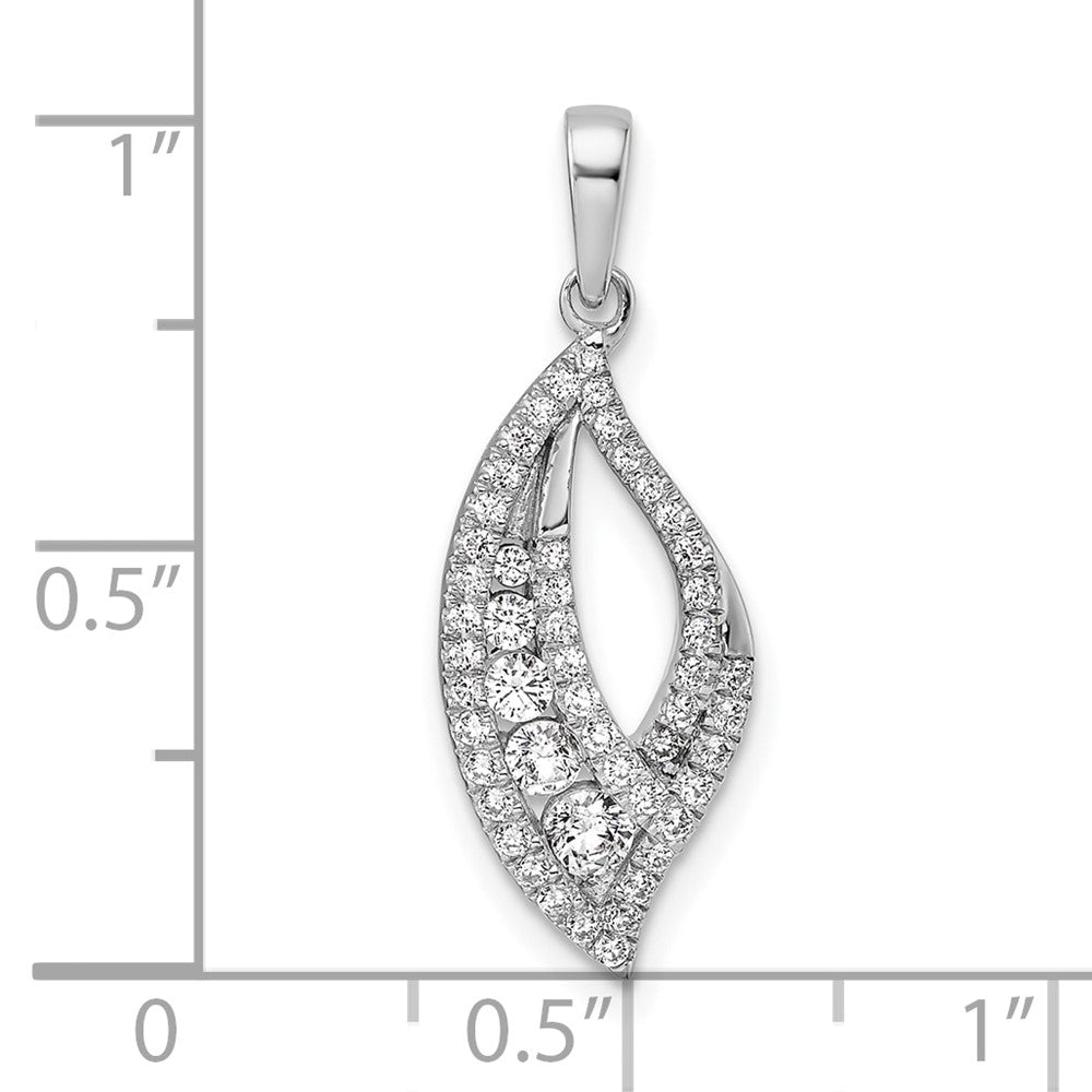 14K White Gold Polished 3/8 carat Diamond Fancy Leaf Pendant