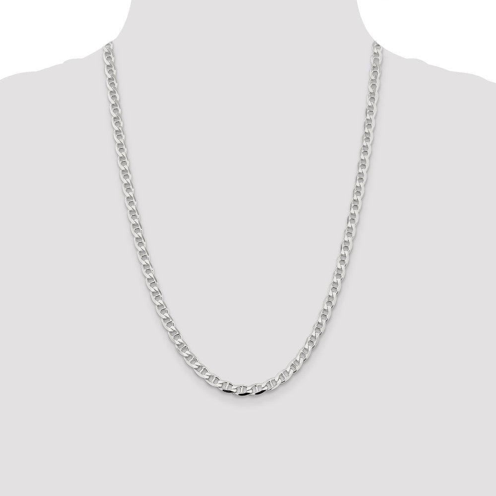 Sterling Silver 5.7mm D/C Flat Anchor Curb Chain 24 Inches