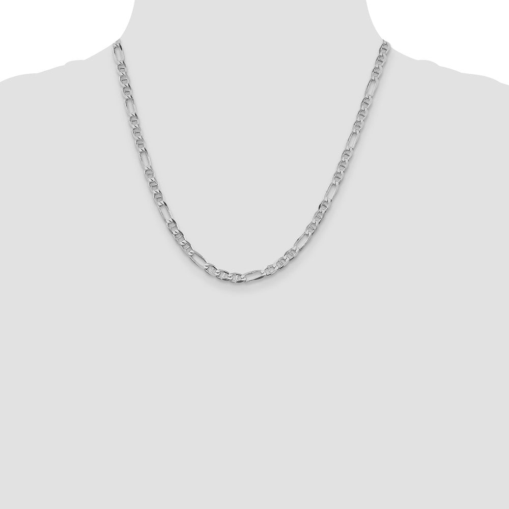 Sterling Silver Rhodium-plated 4.5mm Figaro Anchor Chain 20 Inches