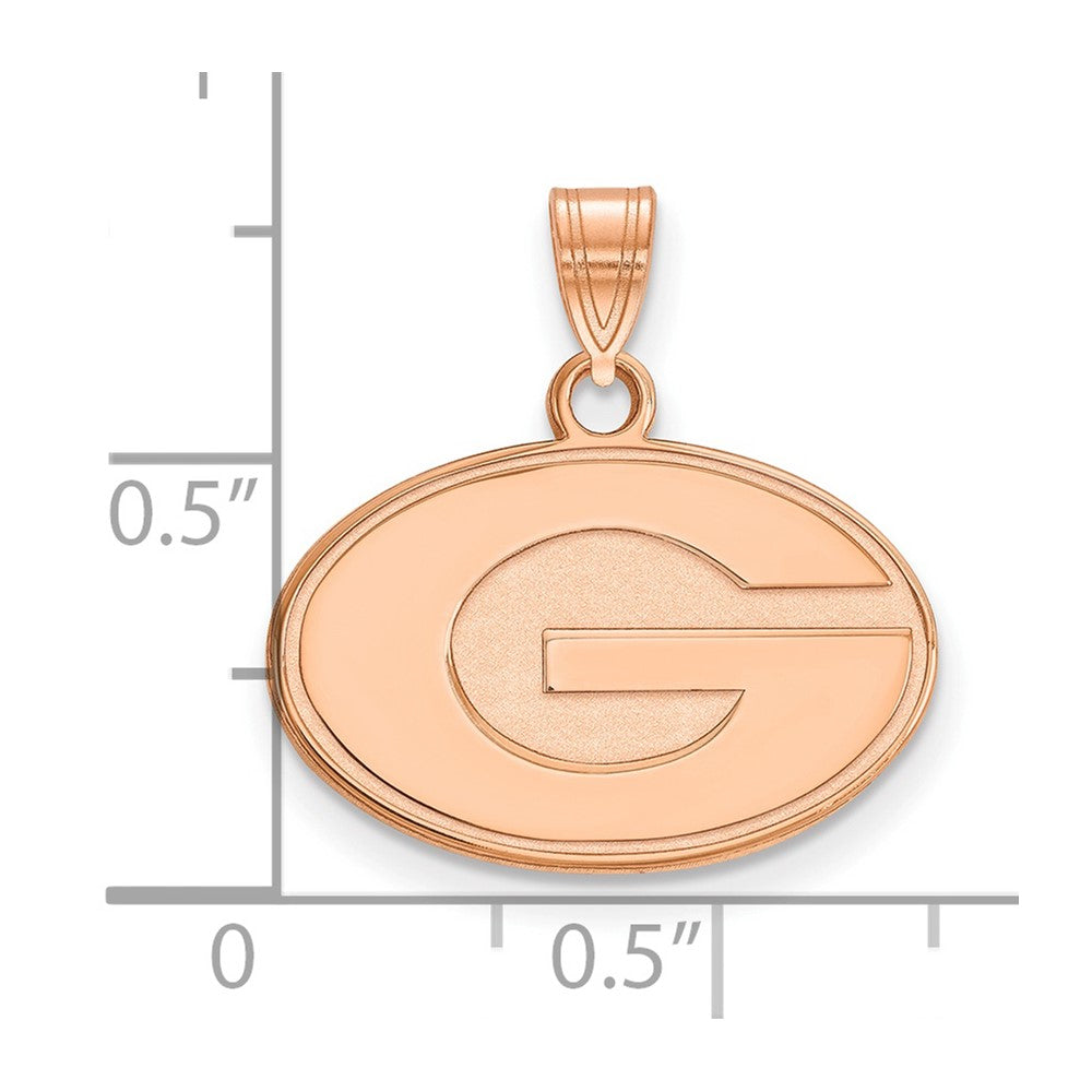 Sterling Silver Rose Gold-plated LogoArt University of Georgia Small Pendan