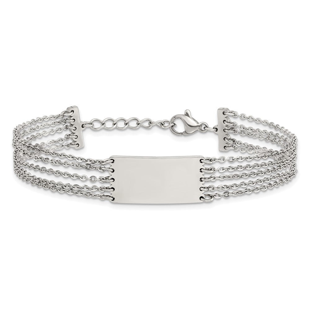 Stainless Steel Polished Multi Strand 6.5in w/.75in ext. ID Bracelet 6.5 inches