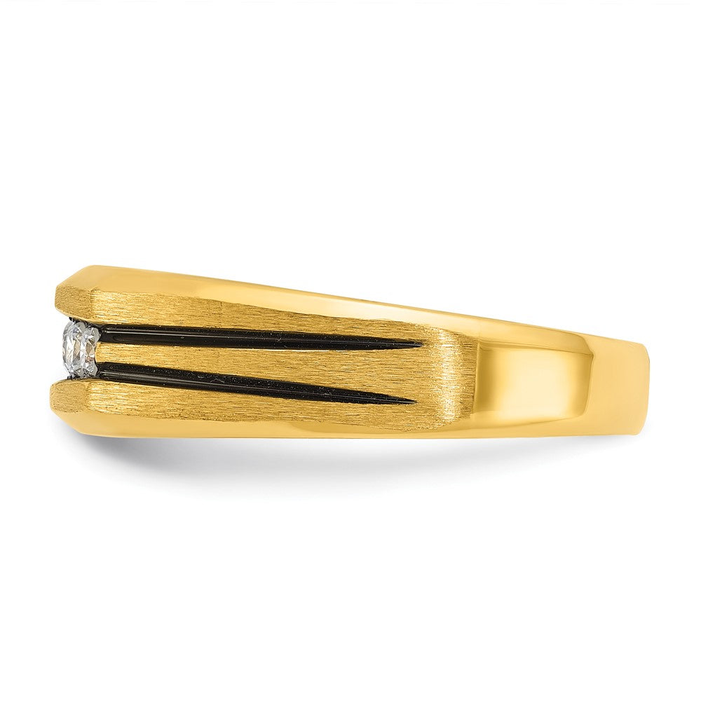 IBGoodman 14k Men's Polished Satin and Grooved 5-Stone Ring Mounting