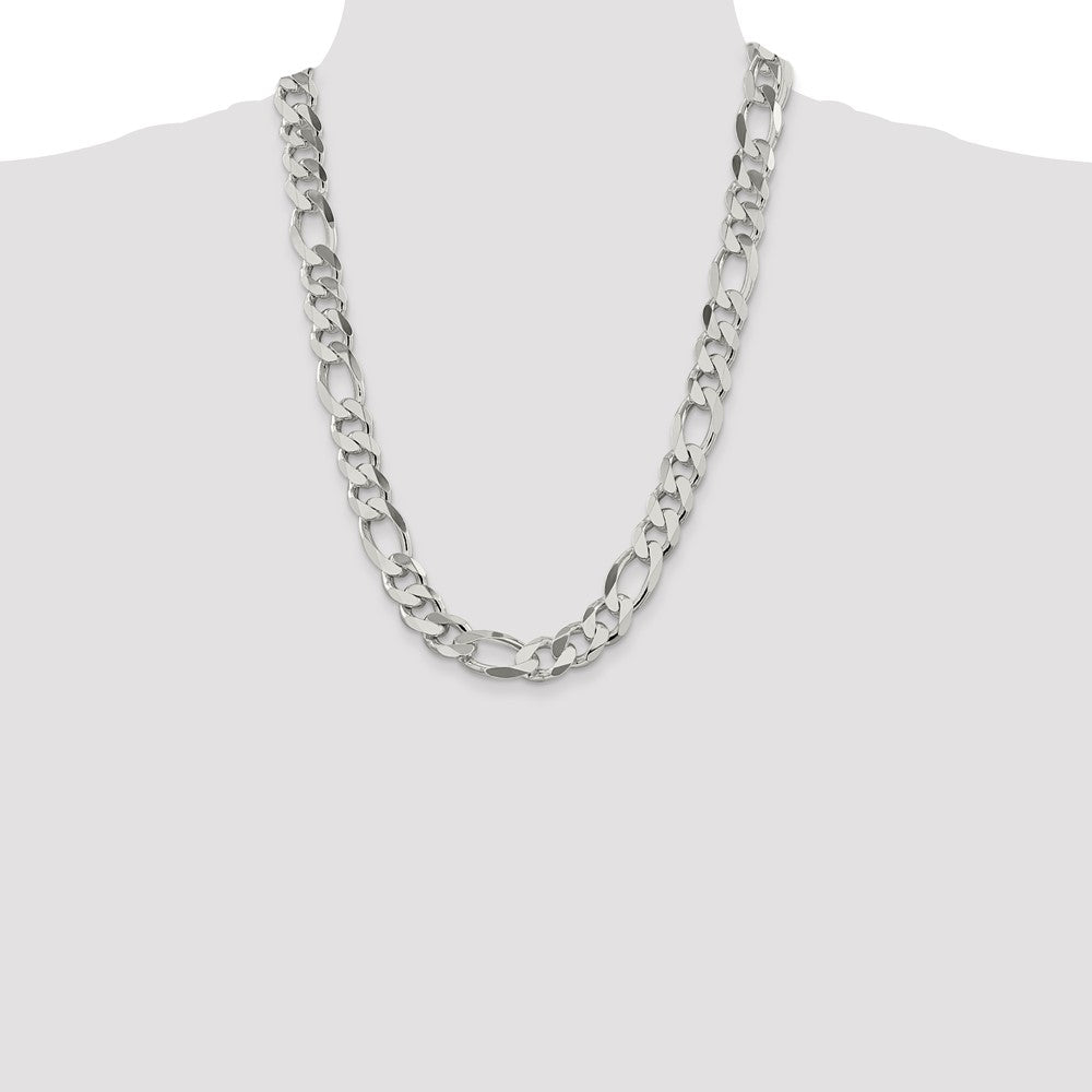 Sterling Silver 13.5mm Figaro Chain 24 Inches