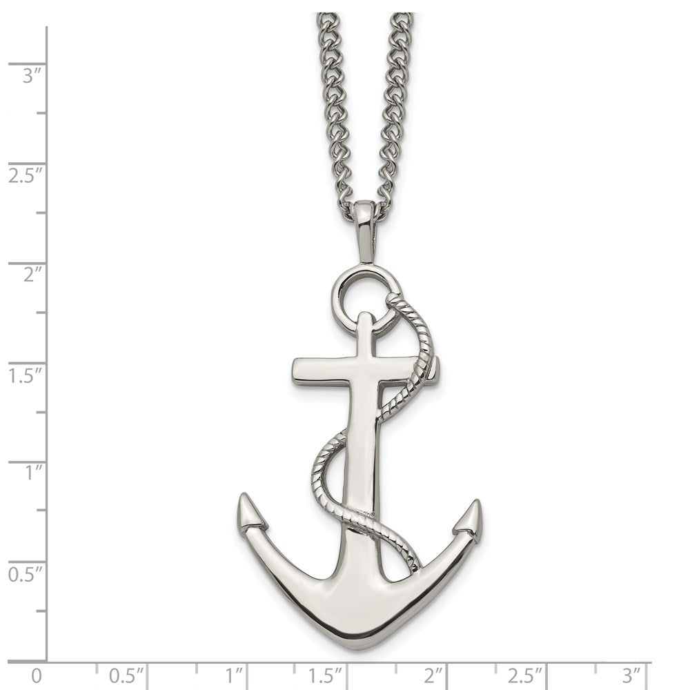 Stainless Steel Polished Anchor 24in Necklace